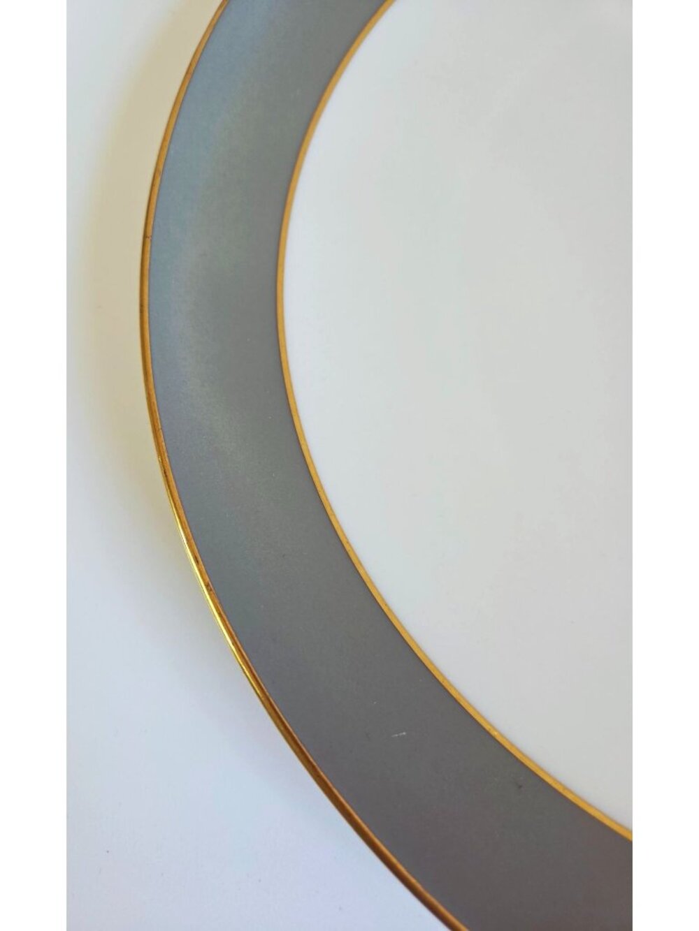 Lenox Trenton Gray & Gold Rim Chop Plate Platter Round 12.75" Made In USA - Picture 5 of 11